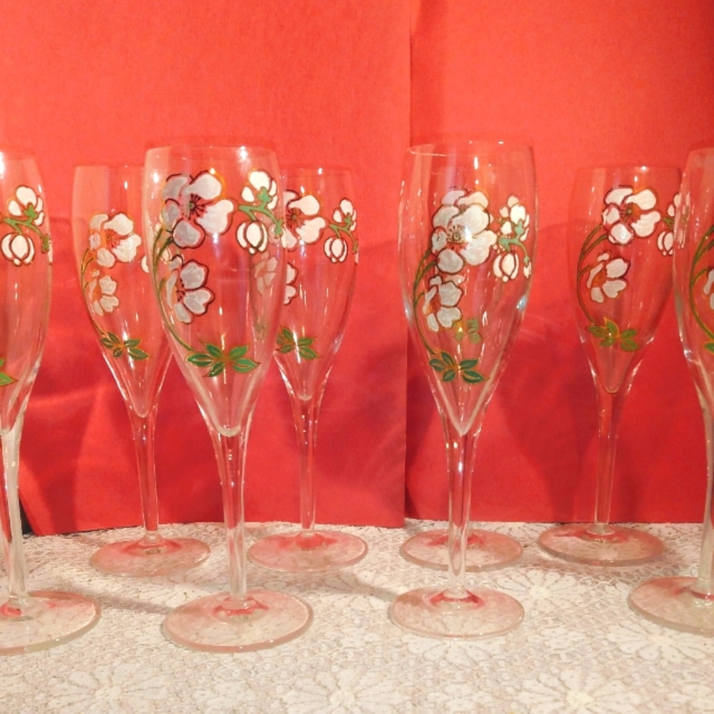 Hand painted Champagne Glasses